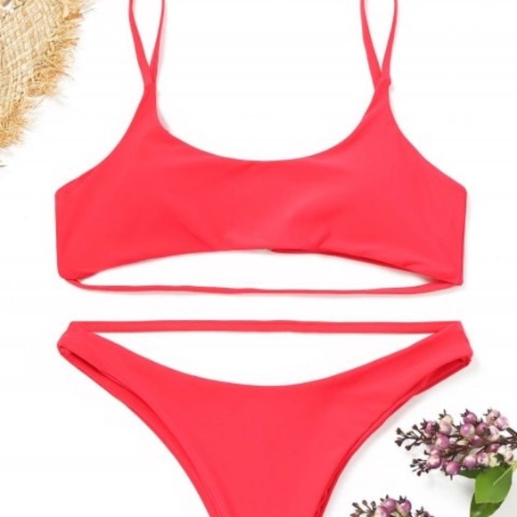 Strappy Red Zaful Bikini Set - Picture 1 of 4